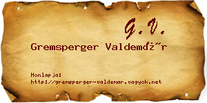 Gremsperger Valdemár névjegykártya